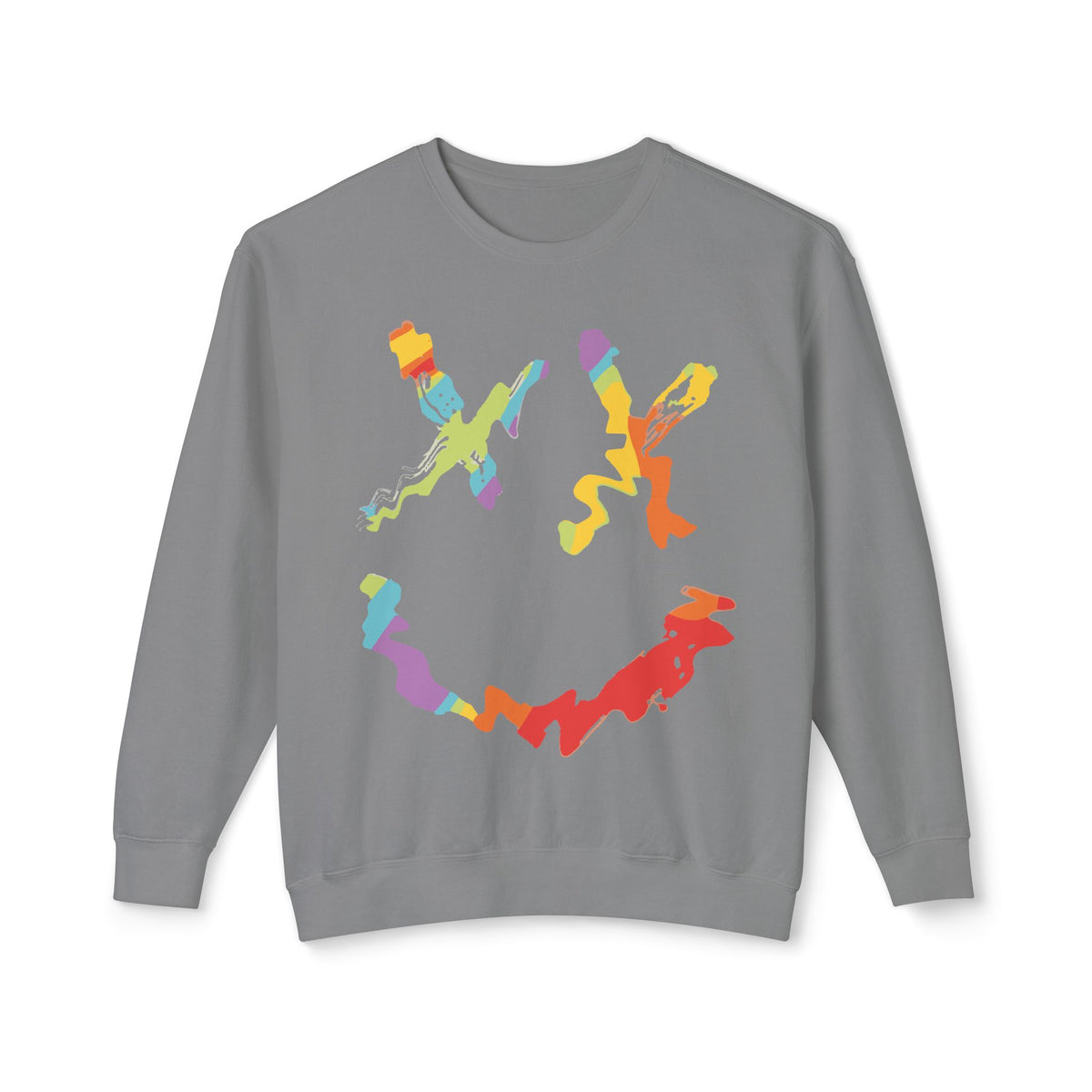 Colorful Smiley Graphic Unisex Lightweight Crewneck Sweatshirt