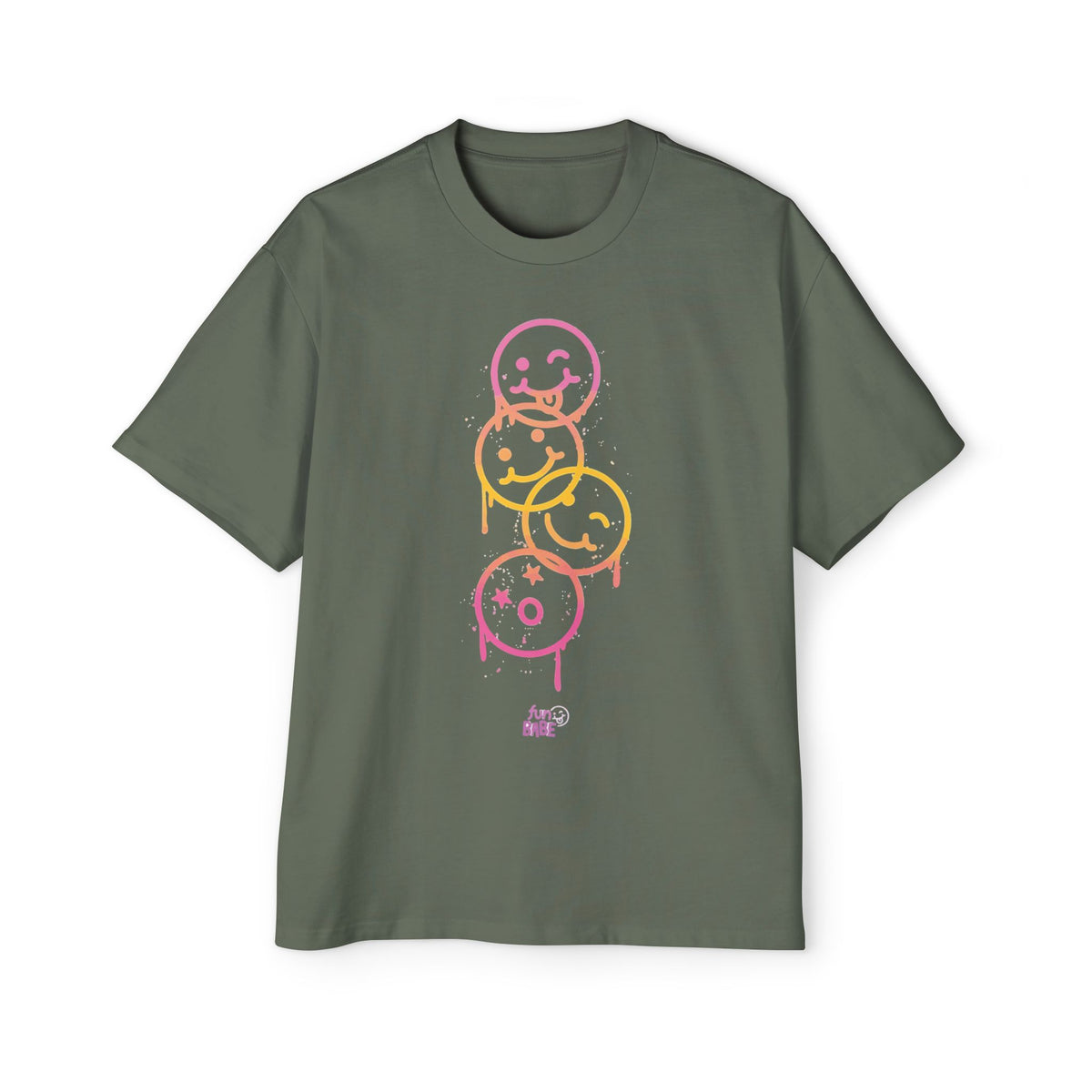 Colorful Smiley Graphic Oversized Tee for Men