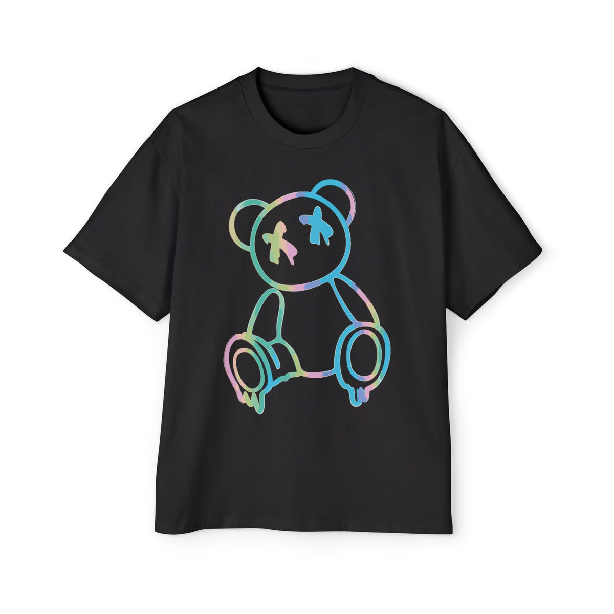 Colorful Bear Graphic Oversized Tee for Men