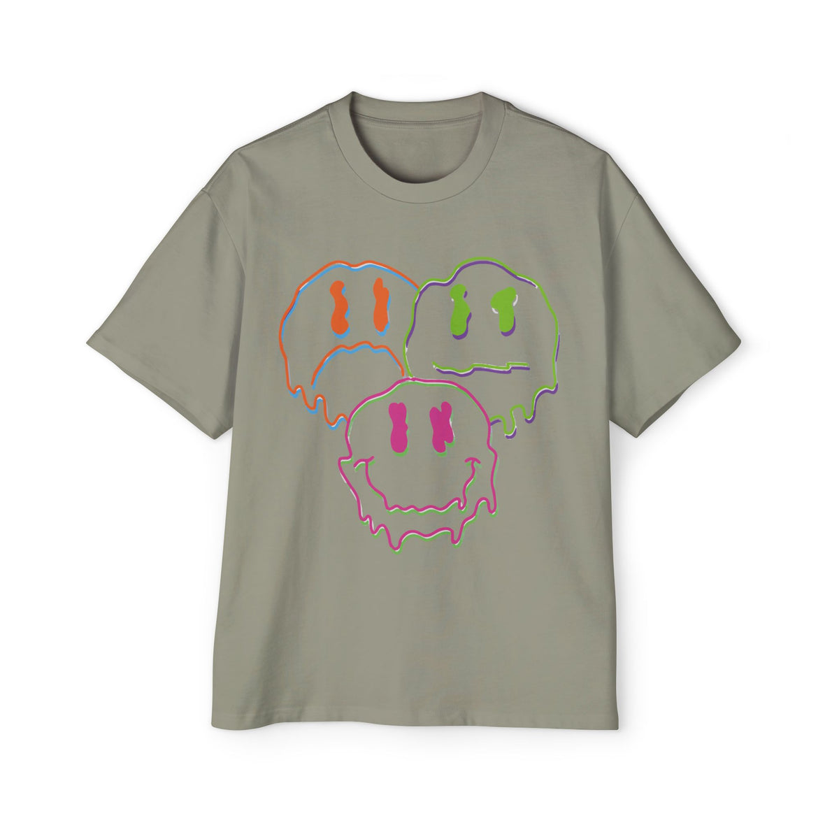 Neon Drippy Faces Oversized Tee for Men