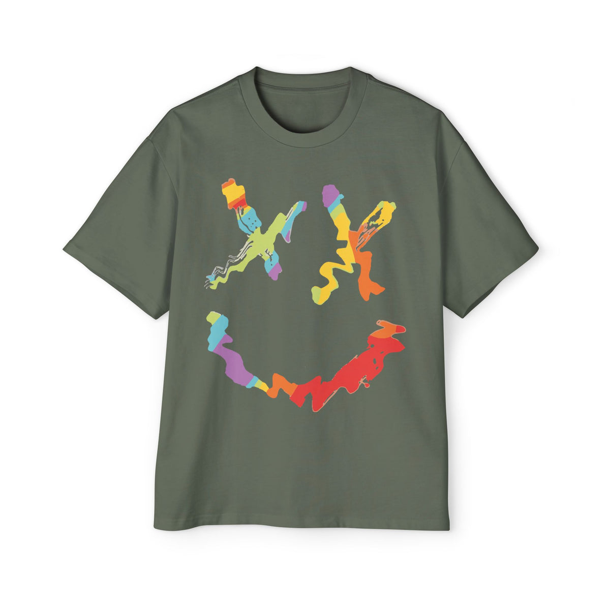 Colorful Smiley Graphic Men's Heavy Oversized Tee