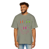 Neon Drippy Faces Oversized Tee for Men