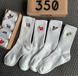 4 Pairs/Box Women's Socks Gift Box Spring Summer Fashion Embroidery Free Shipping Items Funny Gifts Black Middle Tube Socks