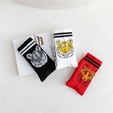3 Pair/Box Fashion Socks Men New Spring Tiger Printing Red Amulet Stripe Sports Basketball Crew Socks Men's and Women's Socks